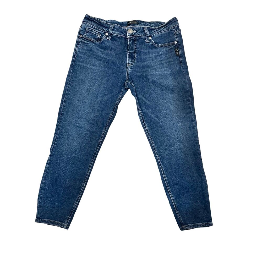 Silver Jeans Women's 31x25 Suki Skinny Crop Blue Dark Wash Denim Pants size 8